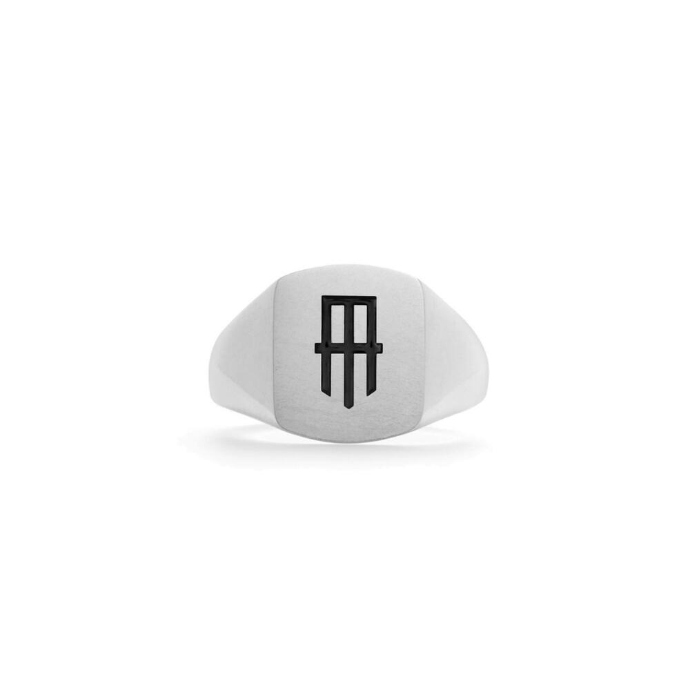 NEW MISSION ATELIER men's wingtip rectangle signet ring in silver